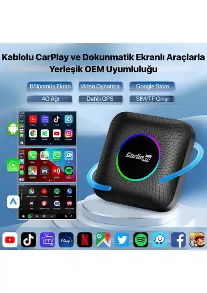 Carlinkit Tbox Max Ambient 13.0: Yüksek Performanslı Akıllı Araç Bağlantı ve Eğlence Çözümü