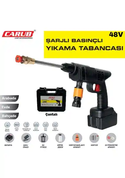 Carub 48V Şarjlı Oto Yıkama ve Bahçe Sulama Tabancası Özellikleri ve Kullanım İpuçları
