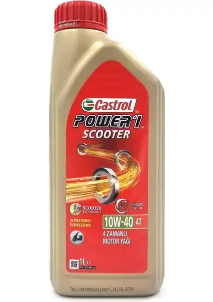 Castrol Power 1 Scooter 4T 10W-40 Yüksek Performanslı Motor Yağı 1 Litre