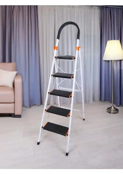 Cıngıllıoğlu CA-155 Hauslife 5 Basamaklı Metal Katlanabilir Güvenli Ev ve İş Merdiveni