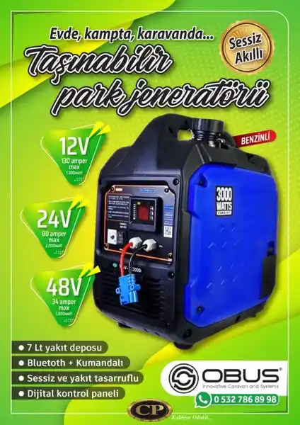 CP Obus Karavan Dc Jeneratör 12V Benzinli Güç Kaynağı Mobil ve Ekonomik Kullanım