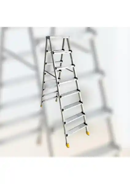 Daimer 8+8 Alüminyum Çift Çıkışlı Merdiven: Hafif ve Güvenli Çok Amaçlı Kullanım