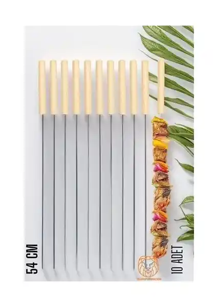 Dayanıklı ve Pratik Mangal Şişi Seti 10 Adet Ahşap Saplı Çelik Şişler