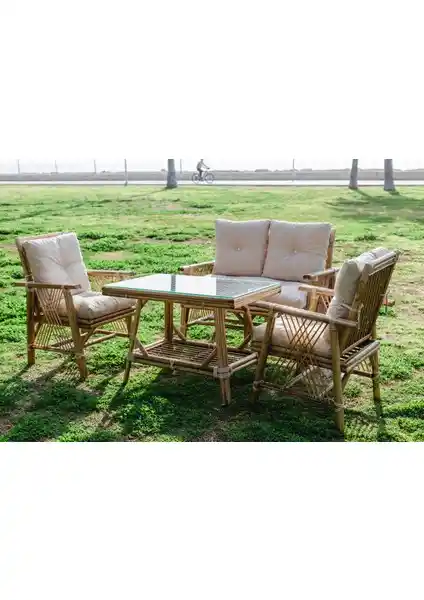 Dekorzade Akasya 4 Kişilik Bambu Oturma Grubu: Dayanıklı ve Estetik Tasarım