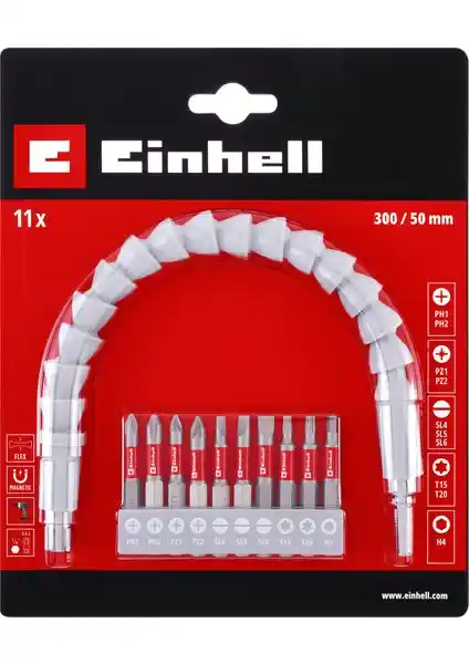 Einhell Esnek Adaptörlü Bits Uç Seti 11 Parça Çok Yönlü ve Dayanıklı Kullanım Seti