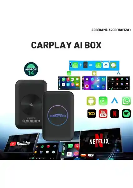 Embatech Carplay AI Box ile Akıllı ve Yenilikçi Otomobil Eğlencesi Çözümü