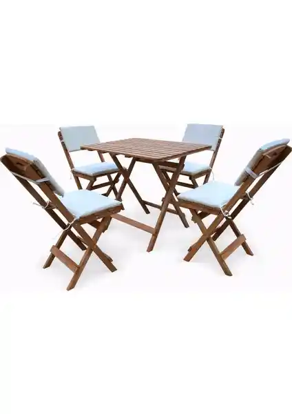 Evvon Ahşap Katlanır Bistro Set: Şık ve Dayanıklı Dış Mekan Mobilyası Çözümü