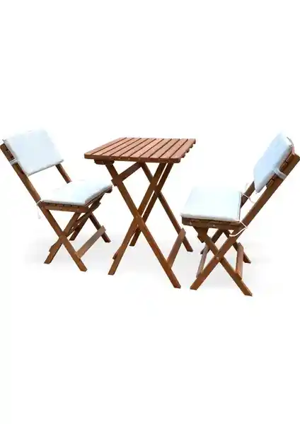 Evvon Ahşap Katlanır Bistro Seti: Balkon ve Bahçe İçin Dayanıklı ve Şık Mobilya