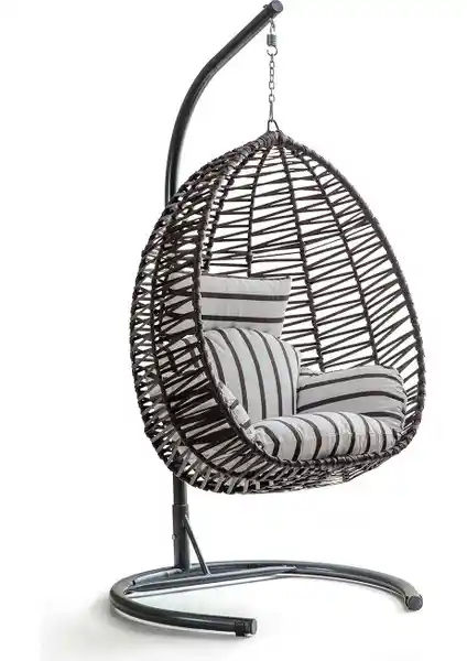 Eymense Class Rattan Salıncak Kahve Zebra: Dayanıklı ve Estetik Bahçe ve İç Mekan Mobilyası