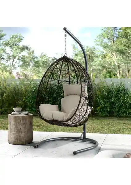 Eymense Deco Rattan Salıncak Kahve Krem Renk Seçenekleriyle Dayanıklı ve Şık Tasarım