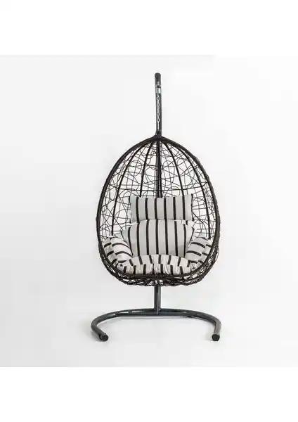 Eymense Deco Rattan Salıncak Kahve Zebra: Modern ve Dayanıklı Bahçe ve İç Mekan Salıncağı