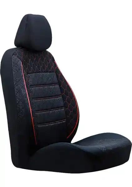 GOF Ford Escort Ön ve Arka Takım Koltuk Kılıfı Siyah Kırmızı Şık ve Dayanıklı Tasarım