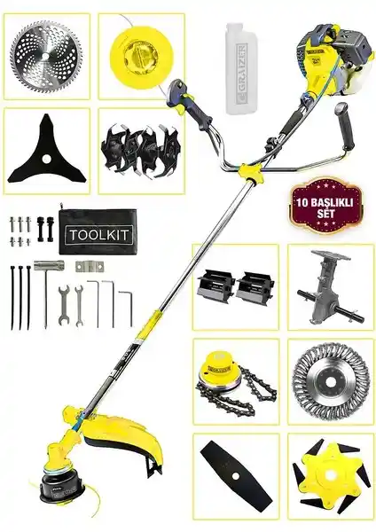 Graizer Powerforge 11 Başlıklı Benzinli Ot Çalı Tırpanı - Çok Yönlü ve Dayanıklı Bahçe Ekipmanı