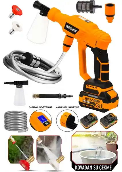 Graizer Powerforge Yüksek Basınçlı Akülü Oto Yıkama Makinesi: Pratik ve Güçlü Temizlik Çözümü