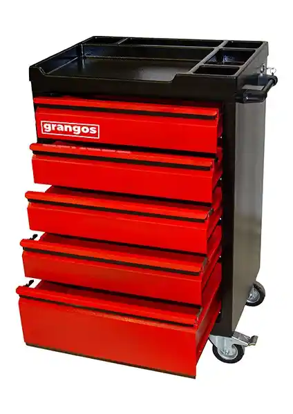 Grangos GRTA09 5 Çekmeceli Teleskobik Takım Arabası İşletmeler ve Atölyeler İçin Dayanıklı Çözüm