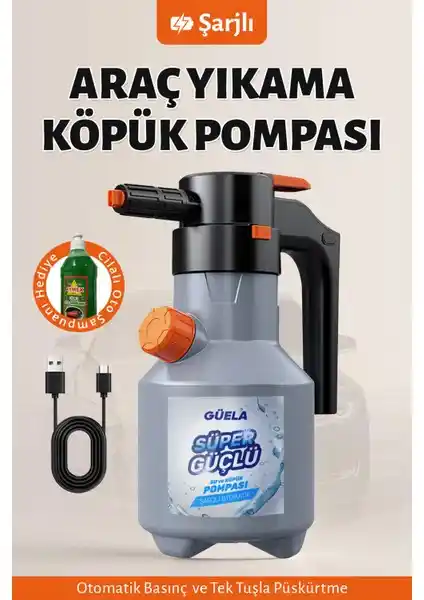 Güela Yeni Model Şarjlı Otomatik Yüksek Basınçlı Köpük Püskürtücü Otomobil ve Temizlik Uygulamaları