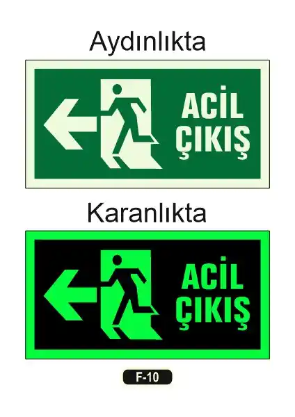 Gündoğdu Fosforlu Acil Çıkış Yön Levhası F-10 Güvenlik ve Estetik Birlikteliği