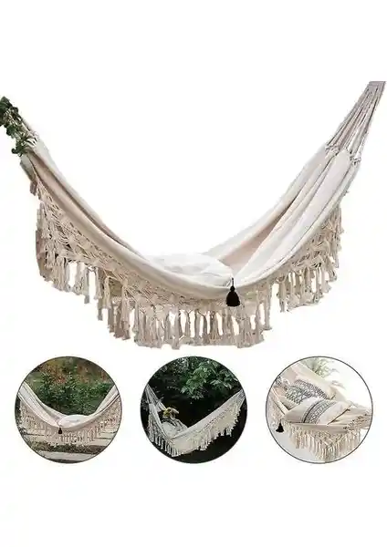 HaiTun 200x150 cm Bohem Tarzı Hamak - Dayanıklı ve Şık Dekoratif Oturma Çözümü