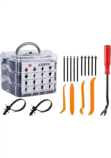 Hubstein 630 Adet Trim Klip Paneli ve Araba Bağlantı Elemanları Seti İle Araç Bakımını Kolaylaştırın