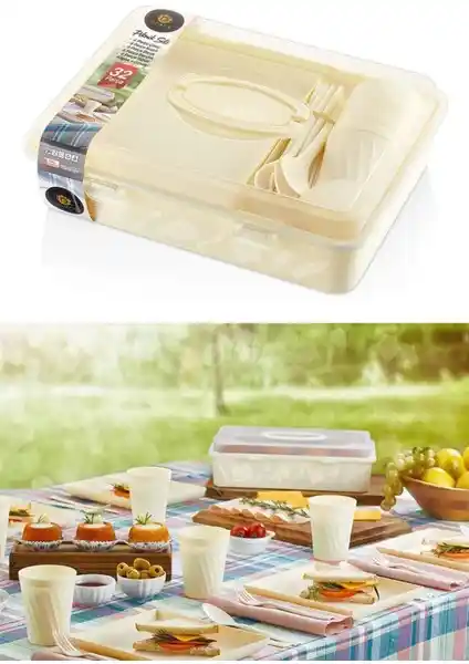 Kapamarka 32 Parça Piknik Seti: Pratik ve Şık Dış Mekan Yemek Takımı