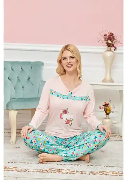 Kapsül AVM Bayan Uzun Kollu Pijama Takımı Model No 7593 Konfor ve Şıklık Sunar