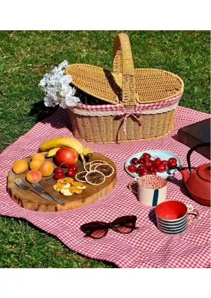 Kitchen Pembelia Hasır Oval Piknik Sepeti Doğal ve Şık Tasarımıyla Favoriniz Olacak