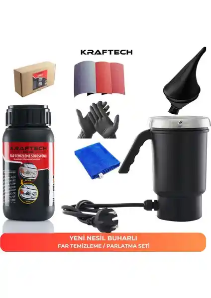 Kraftech Yeni Nesil Buharlı Far Temizleme ve Parlatma Seti ile Aracınızın Farlarını Yenileyin