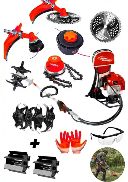 Lieber German Red Teknoloji 14 Hp Sırt Tipi Benzinli Ot ve Çim Biçme Makinesi