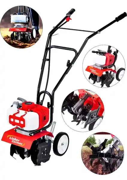 Lieber German Turbo Professional 16HP Çelik Şanzuman Benzinli Mini Dip Kenar Çapalama Makinesi