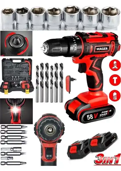 MAGER Germany 58V Metal Şanzıman Darbeli Çift Akülü Vidalama Matkap Özellikleri ve Kullanım Alanları