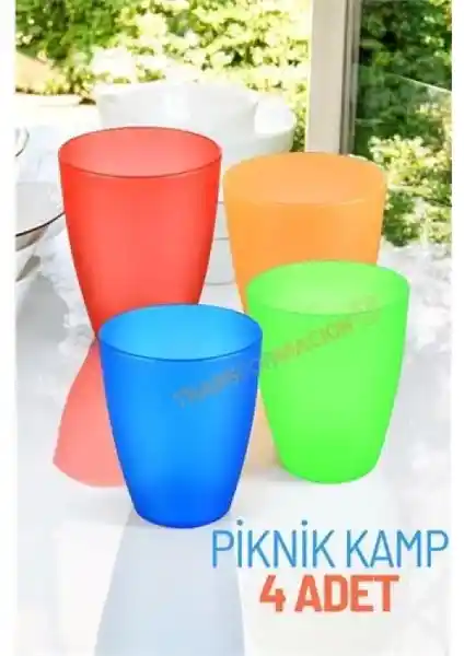 Marsilyan Bardak Seti Kamp Piknik İçin Dayanıklı ve Renkli 4 Adet Bardağı