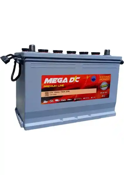 Mega DC Premium Line 12V 105 Amper 750A Akü: Güçlü ve Güvenilir Otomotiv Bataryası Özellikleri