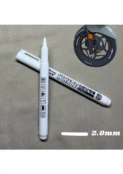 Motoporsuq Beyaz Lastik Yazı Kalemi Otomobil ve Motosiklet Lastikleri İçin Dayanıklı ve Su Geçirmez Yazı Aracı