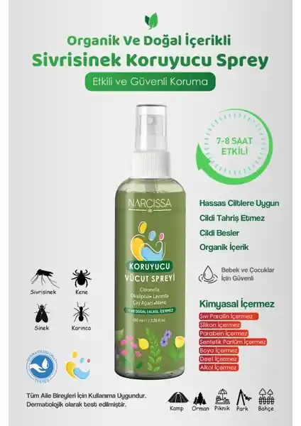 Narcissa Doğal Sivrisinek Koruyucu Sprey: Güvenli ve Etkili Organik Böcek Kovucu Çözüm