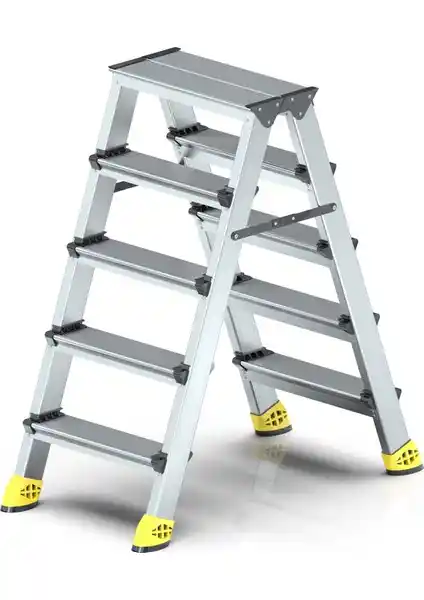 Narvon 5+5 Lüx Çift Çıkışlı Alüminyum Merdiven: Güvenli ve Dayanıklı Tasarım Özellikleri