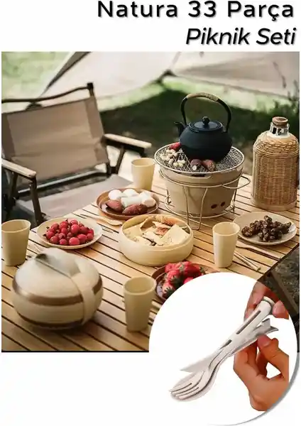 Octopus Bazaar Natura 33 Parça Modüler Piknik Seti Doğa Dostu ve Şık Tasarım ile Pratik Kullanım