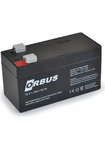 Orbus 12V 1.3AH Alarm Aküsü Güvenilir Güç Kaynağı ve Uzun Ömürlü Performans