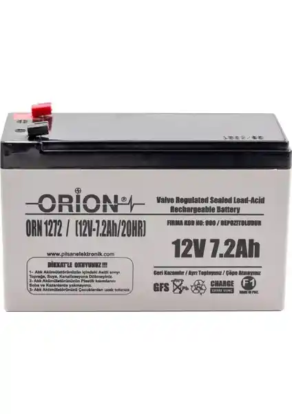 Orion 12V 7.2Ah Kuru Bakımsız Akü: Güç ve Güvenilirlik İçin Modern Çözüm