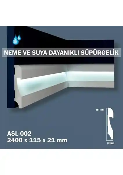 Pasha Dekor 11.5 cm Polimer Lake Beyaz Ledli Süpürgelik İdeal İç Mekan Çözümü