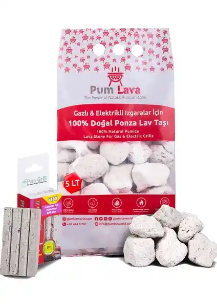 Pumice World Lav Taşı ve Pum Grill Izgara Temizleme Seti ile Mangal Temizliği Kolaylaşır