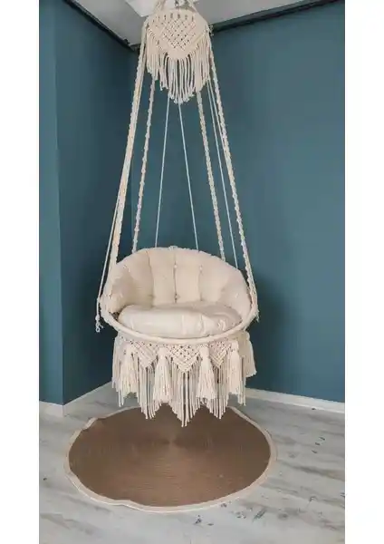 Rual Makrome Salıncak Minderi: Şık ve Dayanıklı Oturma Çözümü ve Dekorasyon Parçası