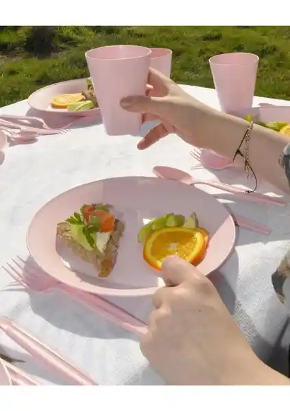 Saban 32 Parça Eko Piknik Seti Pembe - Sağlıklı ve Pratik Açık Hava Yemeği Çözümü