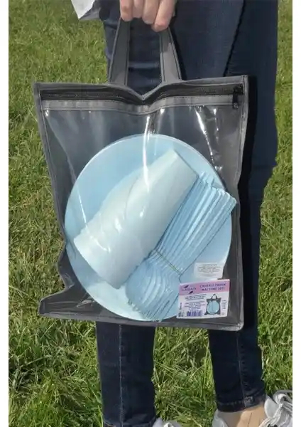 Saban Çantalı Piknik Seti 30 Parça Mavi - Dayanıklı ve Pratik Doğa Aktiviteleri İçin