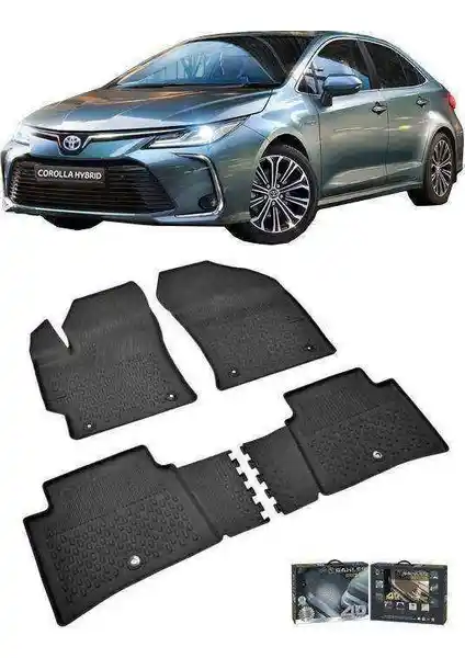 Sahler Toyota Corolla Sedan 2019 ve Sonrası İçin Dayanıklı 4.5D Havuzlu Siyah Paspaslar