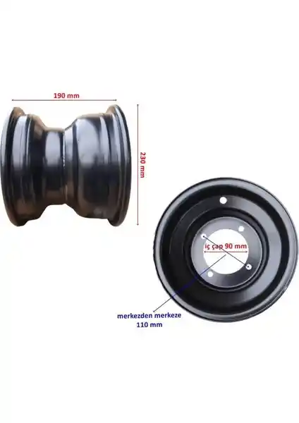 Sevgents ATV Jant Siyah 8 İnç 19-7-8 Dayanıklı ve Estetik Performans Artırıcı Parça