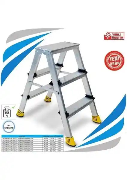 Sözbir 3+3 Gold Çift Çıkışlı Alüminyum Merdiven: Hafif ve Dayanıklı Çok Amaçlı Merdiven