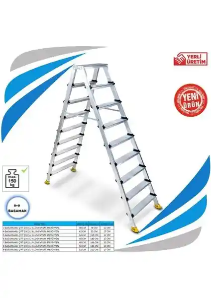 Sözbir 9+9 Gold Çift Çıkışlı Alüminyum Merdiven: Hafif ve Güvenli Profesyonel Çözüm