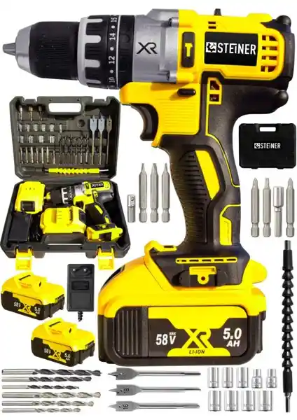 Steiner 58V Darbeli Şarjlı Vidalama Matkap Pro Seti Güçlü ve Dayanıklı Performans