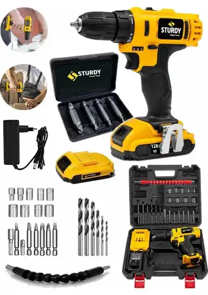 Sturdy 128VF 12mAH Lion Çift Akülü Darbeli Turbo Şarjlı Vidalama Matkap İncelemesi ve Teknik Özellikler