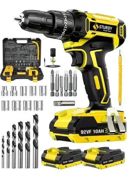 Sturdy 92VF12Ah Şarjlı Darbeli Turbo Vidalama Matkap Profesyonel ve Ev Kullanımı İçin
